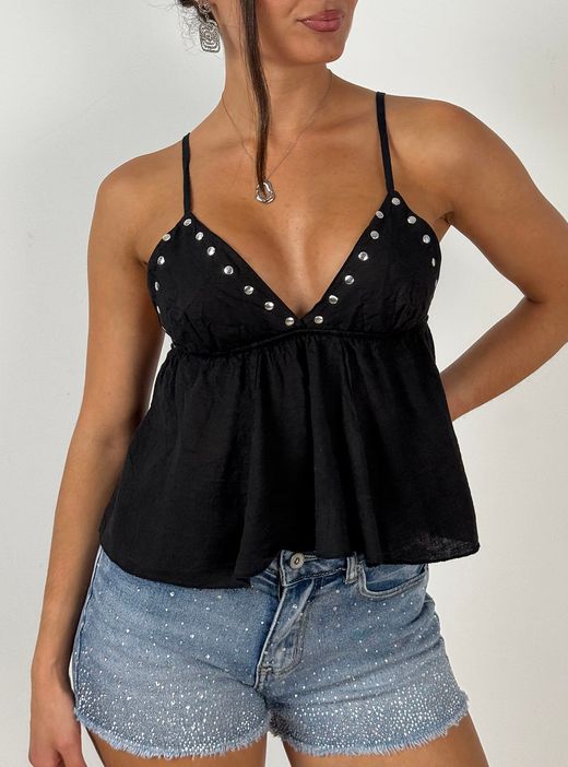 Crop top tachas negro