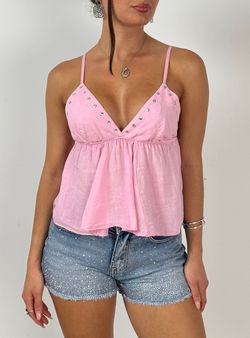 Crop top tachas rosa