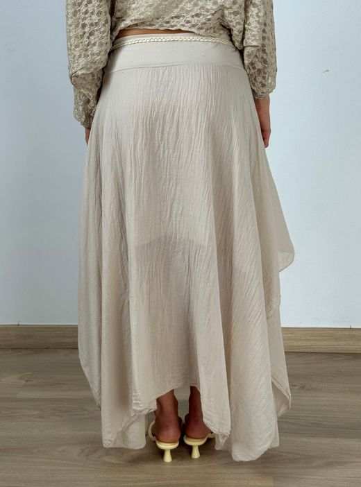 Falda bohemia midi beige