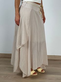 Falda bohemia midi beige