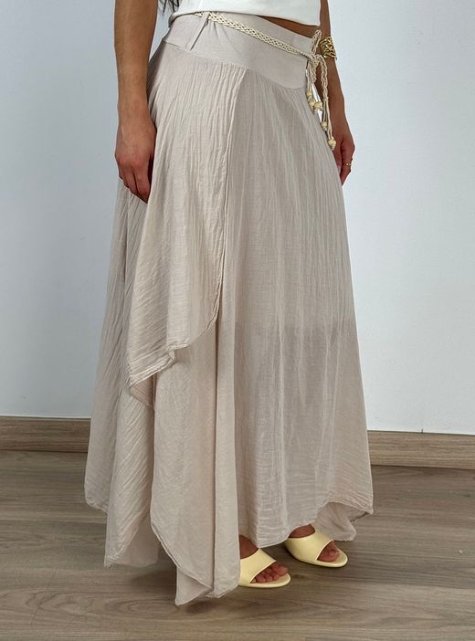 Falda bohemia midi beige