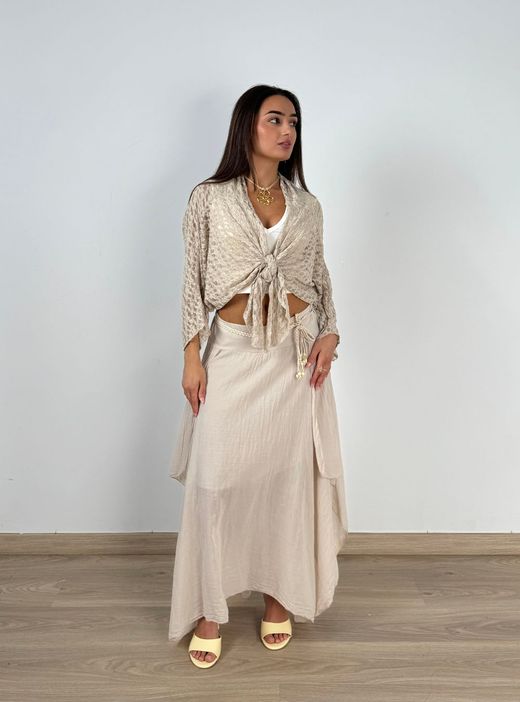Falda bohemia midi beige
