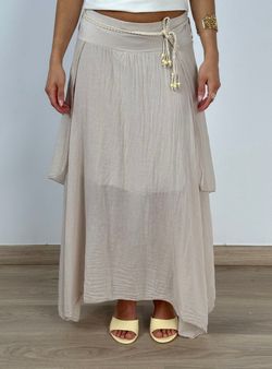 Falda bohemia midi beige