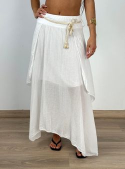 Falda bohemia midi blanca