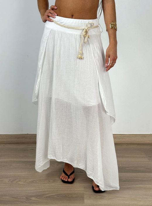 Falda bohemia midi blanca