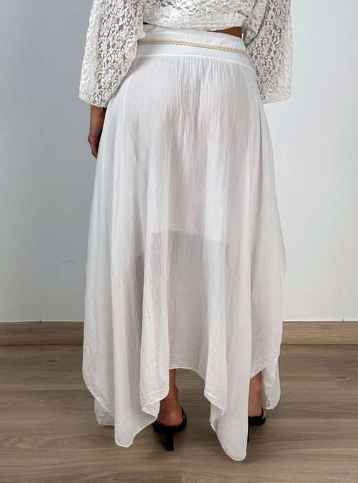 Falda bohemia midi blanca