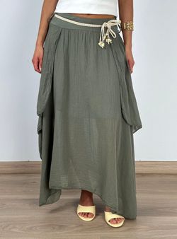 Falda bohemia midi kaki