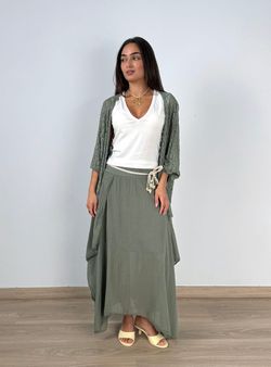 Falda bohemia midi kaki