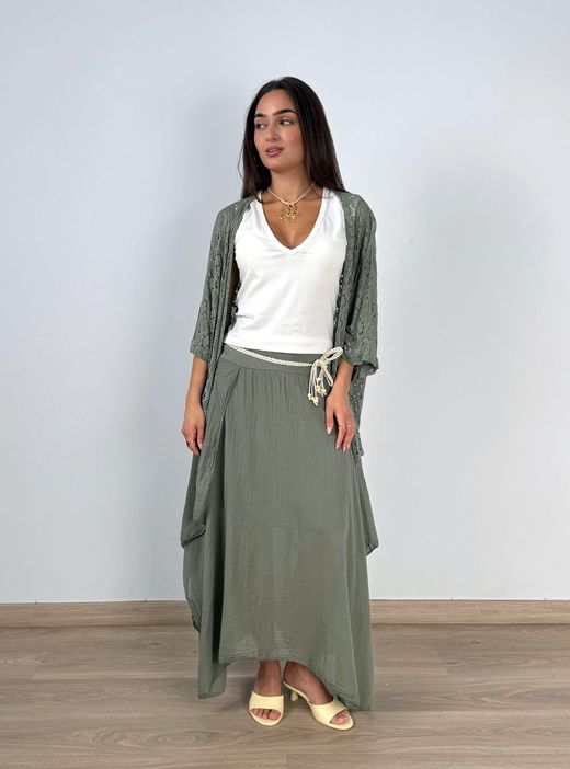 Falda bohemia midi kaki