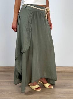 Falda bohemia midi kaki