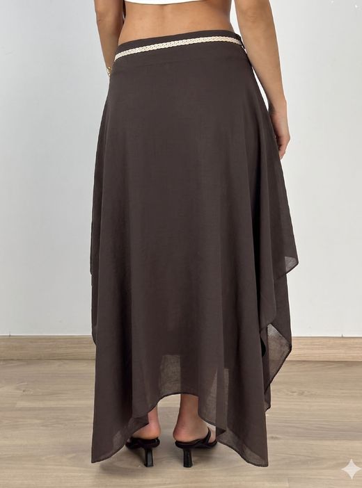Falda bohemia midi marrón