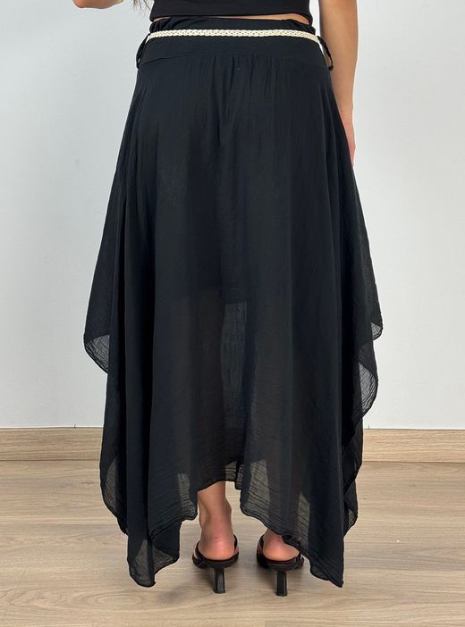 Falda bohemia midi negra
