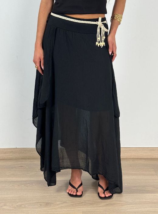Falda bohemia midi negra