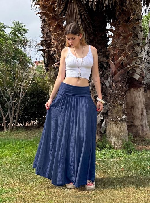 Falda larga ibicenca azul marino