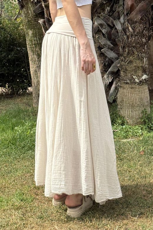 Falda larga ibicenca beige