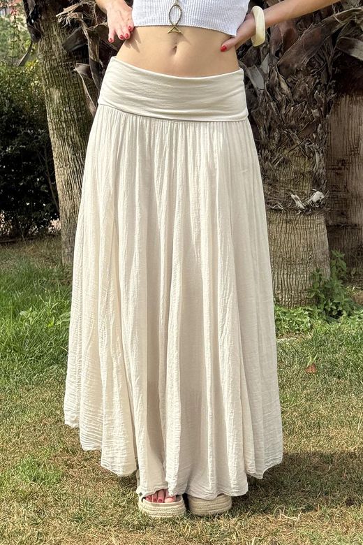 Falda larga ibicenca beige