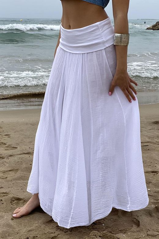 Falda larga ibicenca blanca