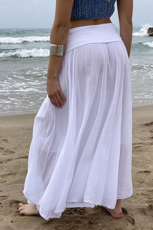 Falda larga ibicenca blanca