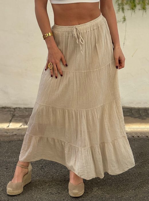 Falda larga Llafranc beige
