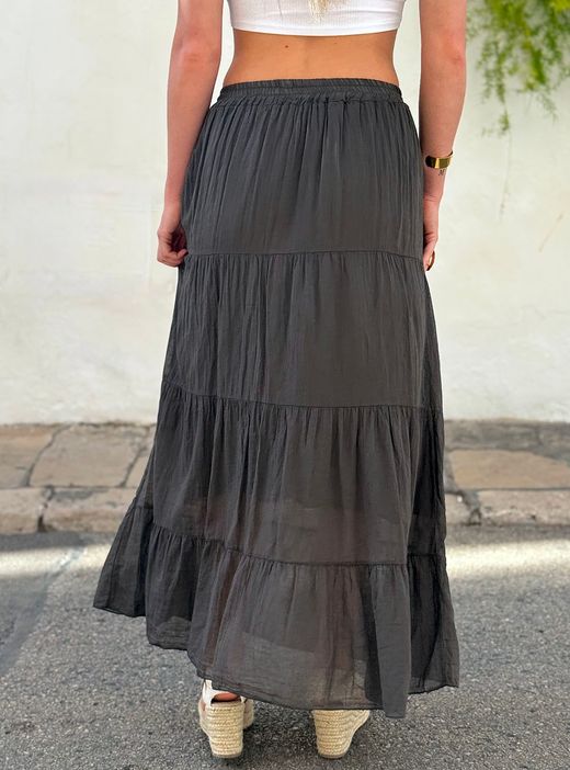 Falda larga Llafranc marrón chocolate