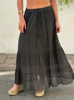 Falda larga Llafranc marrón chocolate