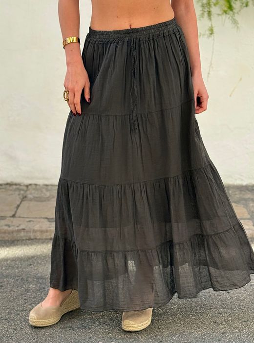 Falda larga Llafranc marrón chocolate