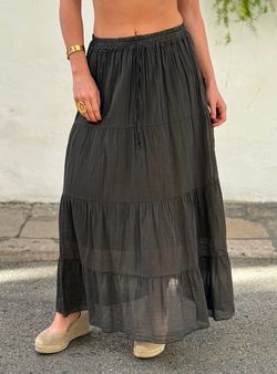 Falda larga Llafranc marrón chocolate