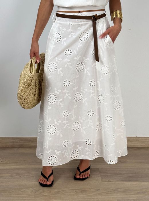 Falda larga Savina blanca