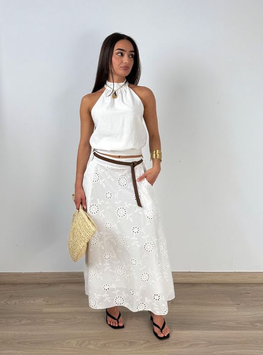 Falda larga Savina blanca