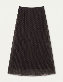 Falda Midi Raya Diagonal Negro-Marrón