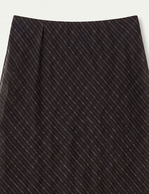 Falda Midi Raya Diagonal Negro-Marrón