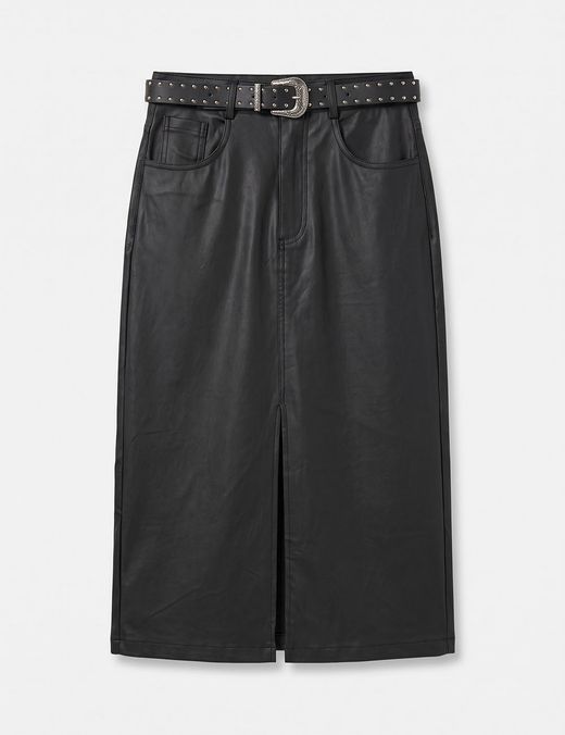 Falda Midi Rocker Negra