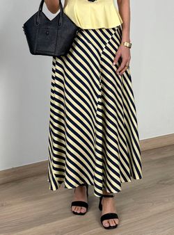 Falda rayas amarillo-azul marino