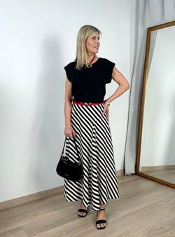 Falda rayas negro-crudo