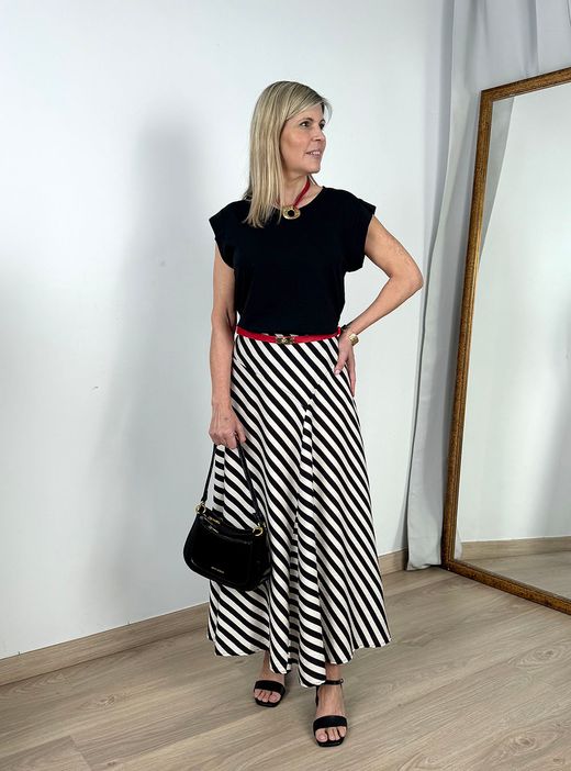 Falda rayas negro-crudo