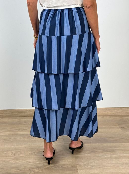 Falda rayas y volantes marino-azul