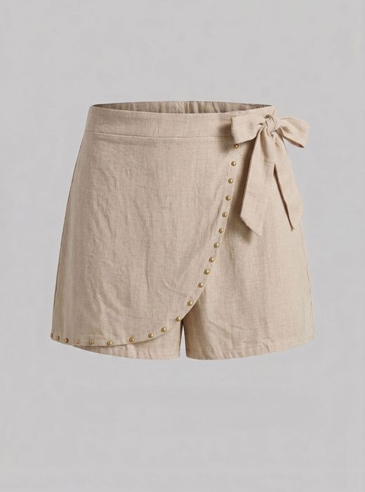 Falda-short pareo beige