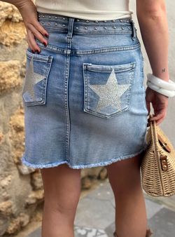 Falda tejana estrellas azul delavado