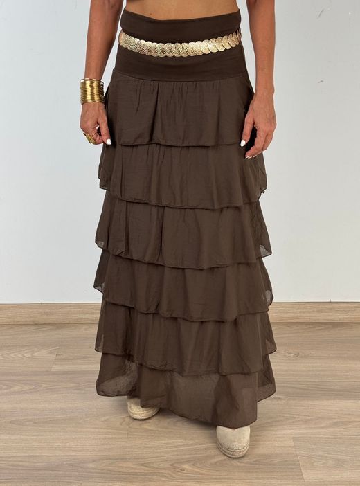 Falda volantes Luna marrón