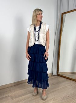 Falda volantes Ribera azul marino