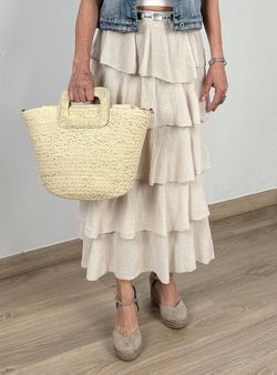 Falda volantes Ribera beige