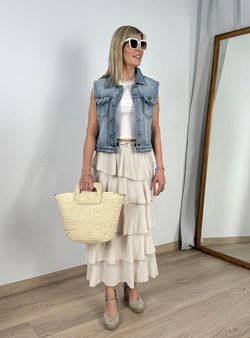 Falda volantes Ribera beige