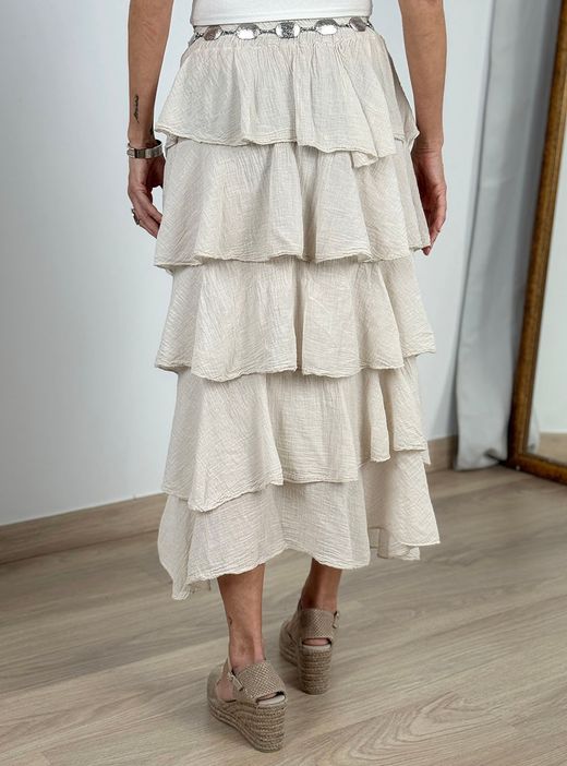 Falda volantes Ribera beige