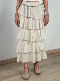 Falda volantes Ribera beige