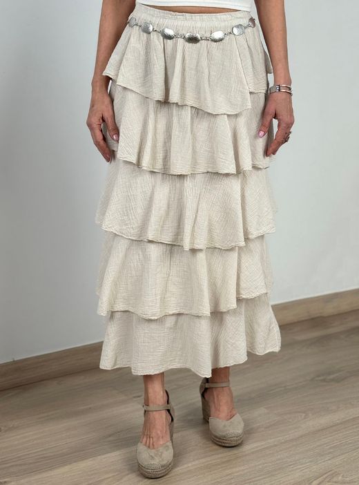Falda volantes Ribera beige