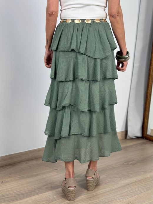 Falda volantes Ribera kaki