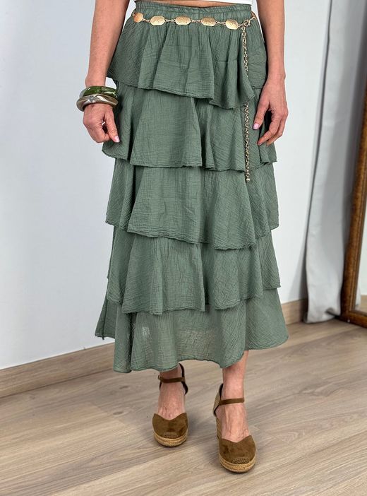 Falda volantes Ribera kaki