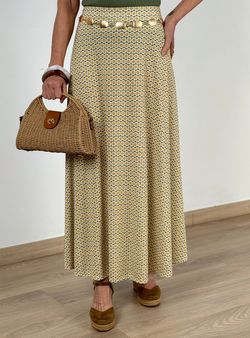 Falda larga Sagaró amarillo-kaki
