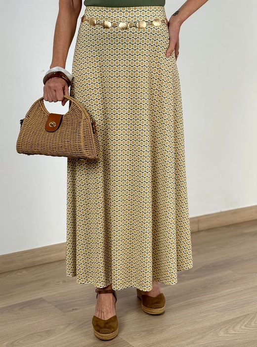 Falda larga Sagaró amarillo-kaki