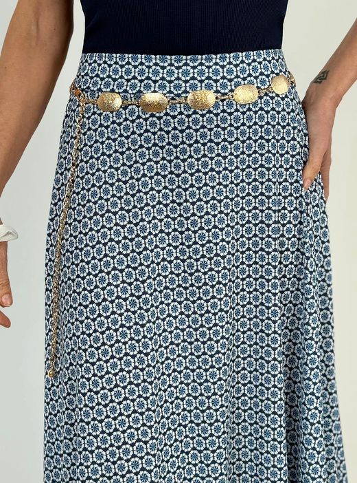 Falda larga Sagaró marino-blanco